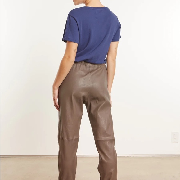 SPRWMN grey leather joggers - Picture 3 of 3